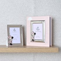 Disney Silver Minnie Photo Frame |Fine Silver Plate | White Wooden Back | Made in Italy | 4" x 6"