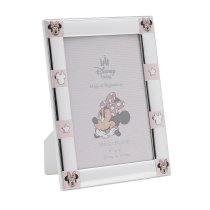 Disney's Minnie Mouse Photoframe | Fine Silver Plate | White Wooden Back | Made in Italy | 4" x 6"