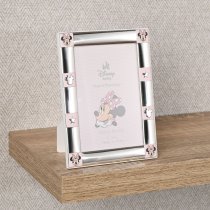 Disney's Minnie Mouse Photoframe | Fine Silver Plate | White Wooden Back | Made in Italy | 4" x 6"