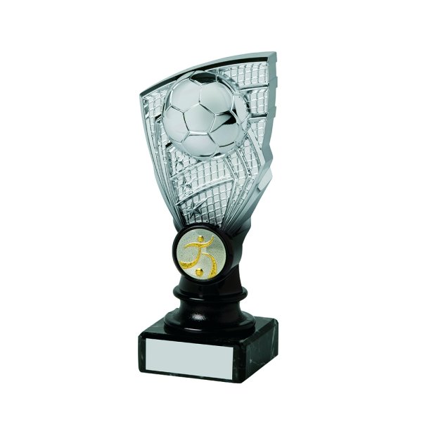 Shard Football Trophy | Marble Based | Silver & Black | 155mm