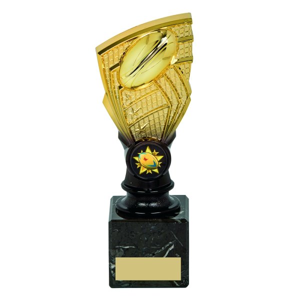 Shard Rugby Trophy | Gold & Black | Marble Based | 185mm