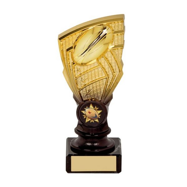 Shard Rugby Trophy | Gold & Black | Marble Based | 155mm