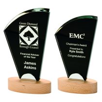 Sail Crystal Trophy | Wooden Base | 210mm