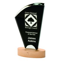Sail Crystal Trophy | Wooden Base | 250mm
