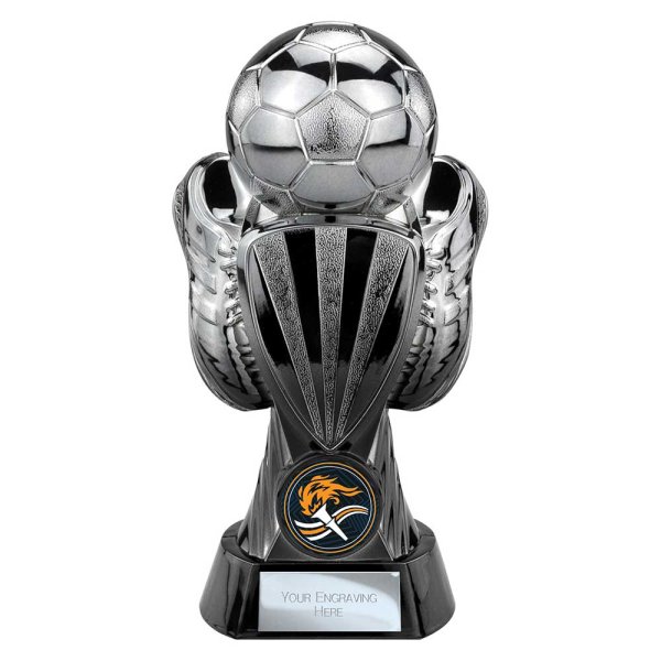 Tournament Football Trophy | Heavyweight | Black & Silver | 170mm