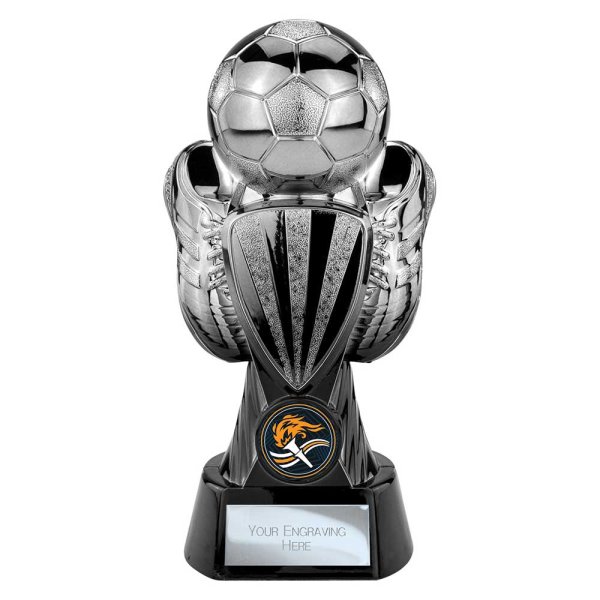 Tournament Football Trophy | Heavyweight | Black & Silver | 190mm