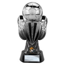 Tournament Football Trophy | Heavyweight | Black & Silver | 220mm