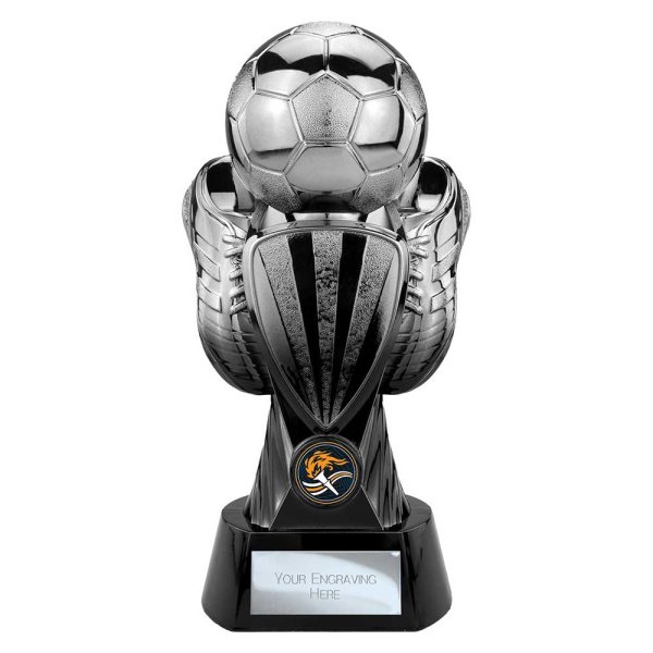 Tournament Football Trophy | Heavyweight | Black & Silver | 245mm