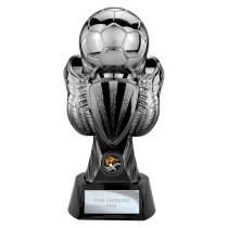 Tournament Football Trophy | Heavyweight | Black & Silver | 280mm