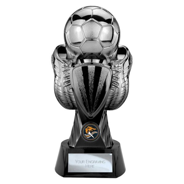 Tournament Football Trophy | Heavyweight | Black & Silver | 280mm