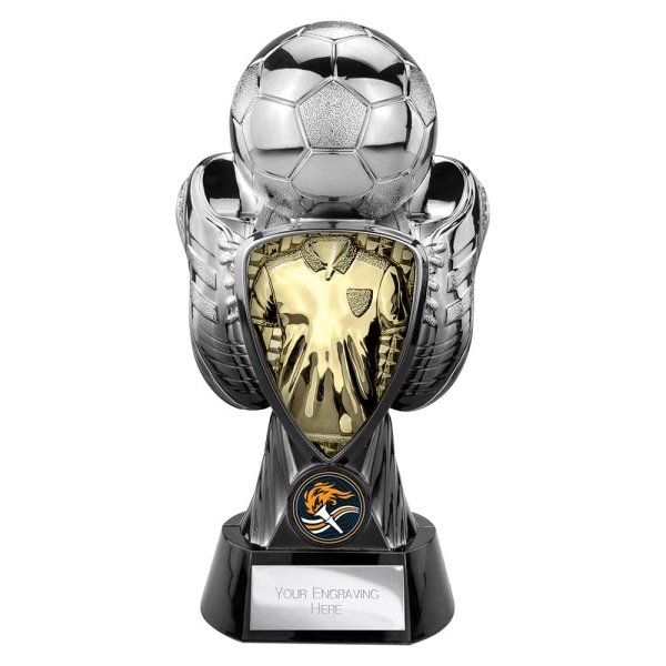 Tournament Football Trophy | Gold Shirt | Heavyweight | Black & Silver | 220mm