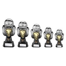 Tournament Football Trophy | Gold Shirt | Heavyweight | Black & Silver | 220mm