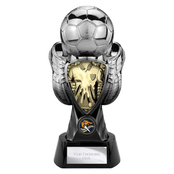 Tournament Football Trophy | Gold Shirt | Heavyweight | Black & Silver | 245mm