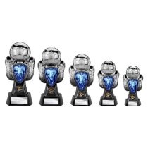 Tournament Football Trophy | Blue Shirt | Heavyweight | Black & Silver | 190mm