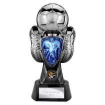Tournament Football Trophy | Blue Shirt | Heavyweight | Black & Silver | 280mm