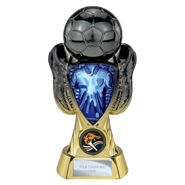 Tournament Football Trophy | Blue Shirt | Heavyweight | Black & Gold | 170mm