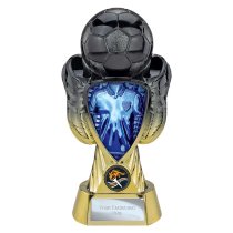 Tournament Football Trophy | Blue Shirt | Heavyweight | Black & Gold | 220mm