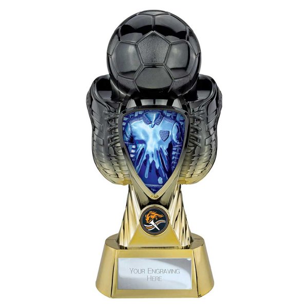 Tournament Football Trophy | Blue Shirt | Heavyweight | Black & Gold | 280mm