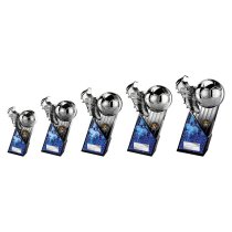 The Marauders Football Trophy | Blue Shirt | Heavyweight | Black & Silver | 220mm