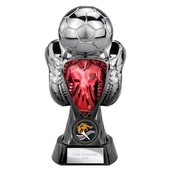 Tournament Football Trophy | Red Shirt | Heavyweight | Black & Silver | 170mm