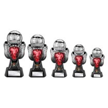 Tournament Football Trophy | Red Shirt | Heavyweight | Black & Silver | 220mm