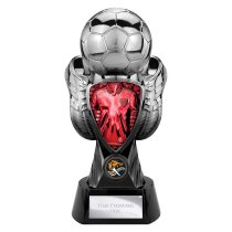 Tournament Football Trophy | Red Shirt | Heavyweight | Black & Silver | 245mm