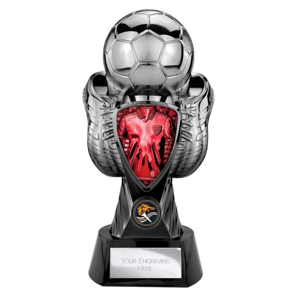 Tournament Football Trophy | Red Shirt | Heavyweight | Black & Silver | 280mm