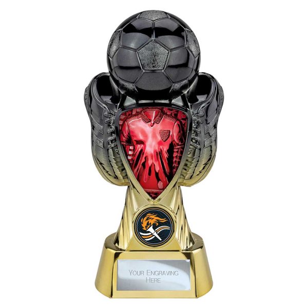Tournament Football Trophy | Red Shirt | Heavyweight | Black & Gold | 190mm