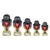 Tournament Football Trophy | Red Shirt | Heavyweight | Black & Gold | 190mm