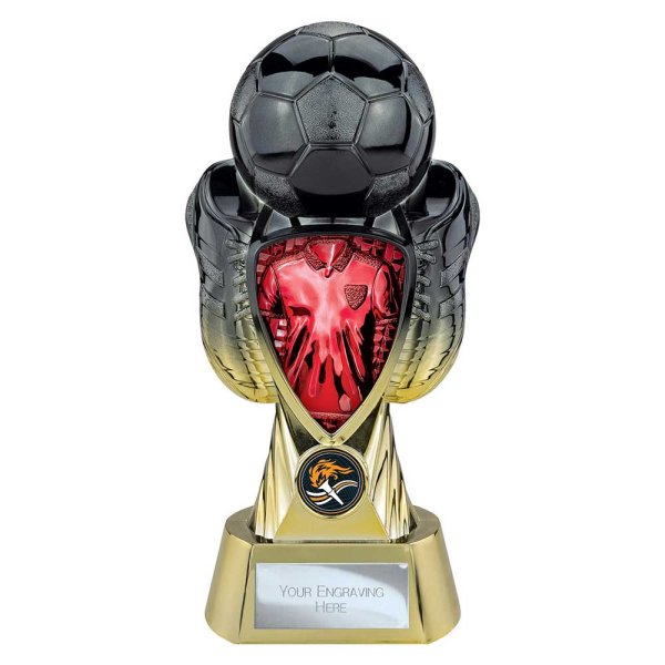 Tournament Football Trophy | Red Shirt | Heavyweight | Black & Gold | 245mm