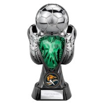 Tournament Football Trophy | Green Shirt | Heavyweight | Black & Silver | 170mm