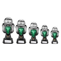 Tournament Football Trophy | Green Shirt | Heavyweight | Black & Silver | 170mm