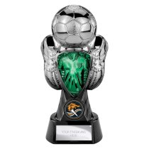 Tournament Football Trophy | Green Shirt | Heavyweight | Black & Silver | 190mm