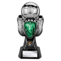 Tournament Football Trophy | Green Shirt | Heavyweight | Black & Silver | 280mm