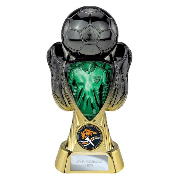 Tournament Football Trophy | Green Shirt | Heavyweight | Black & Gold | 170mm