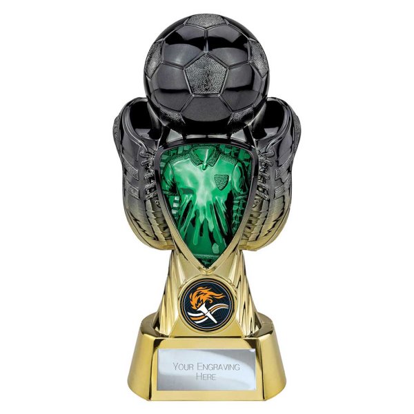Tournament Football Trophy | Green Shirt | Heavyweight | Black & Gold | 190mm