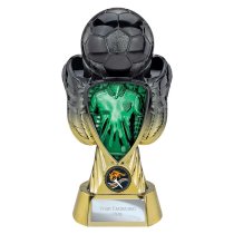Tournament Football Trophy | Green Shirt | Heavyweight | Black & Gold | 220mm