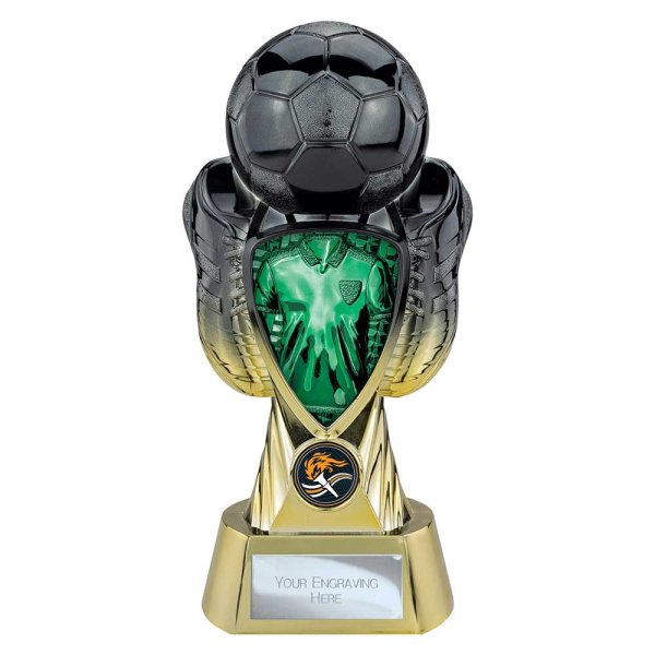 Tournament Football Trophy | Green Shirt | Heavyweight | Black & Gold | 245mm