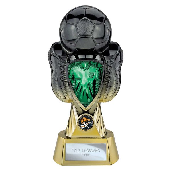 Tournament Football Trophy | Green Shirt | Heavyweight | Black & Gold | 280mm