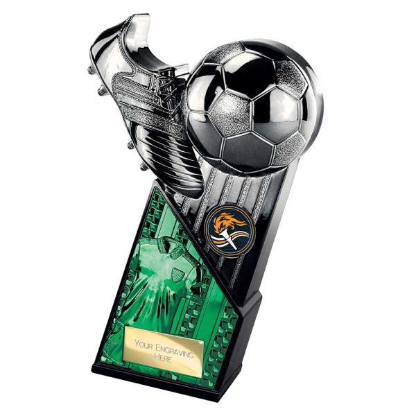 The Marauders Football Trophy | Green Shirt | Heavyweight | Black & Silver | 190mm