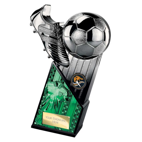 The Marauders Football Trophy | Green Shirt | Heavyweight | Black & Silver | 220mm