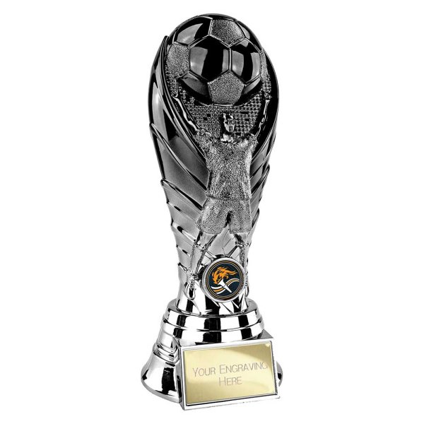 The Winning Goal Football Trophy | Heavyweight | Black & Silver | 250mm