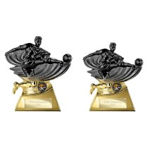 Power Strike Football Trophy | Heavyweight | Black & Gold | 200mm