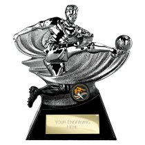 Power Strike Football Trophy | Heavyweight | Black & Silver | 180mm