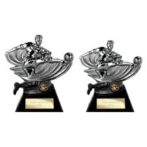 Power Strike Football Trophy | Heavyweight | Black & Silver | 180mm