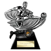 Power Strike Football Trophy | Heavyweight | Black & Silver | 200mm