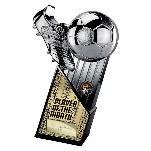 The Marauders Football Trophy | Player of the Month | Black & Silver | 280mm
