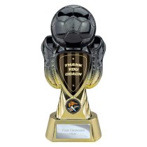 Tournament Football Trophy | Thank You Coach | Black & Gold | 245mm