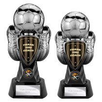 Tournament Football Trophy | Thank You Coach | Black & Silver | 280mm