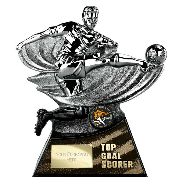 Power Strike Football Trophy | Top Scorer | Black & Silver | 180mm